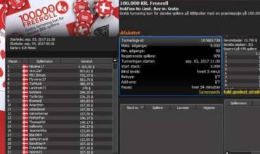 Nikoline17 vandt 7.284 kr. i den store freeroll turnering hos 888poker.dk